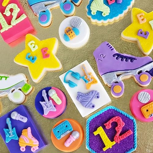 Miniatura 6 de Bandeja de silicona para fondant de discoteca de los años 80, micrófono, radio y bajo para decoración de pasteles, decoración de cupcakes,