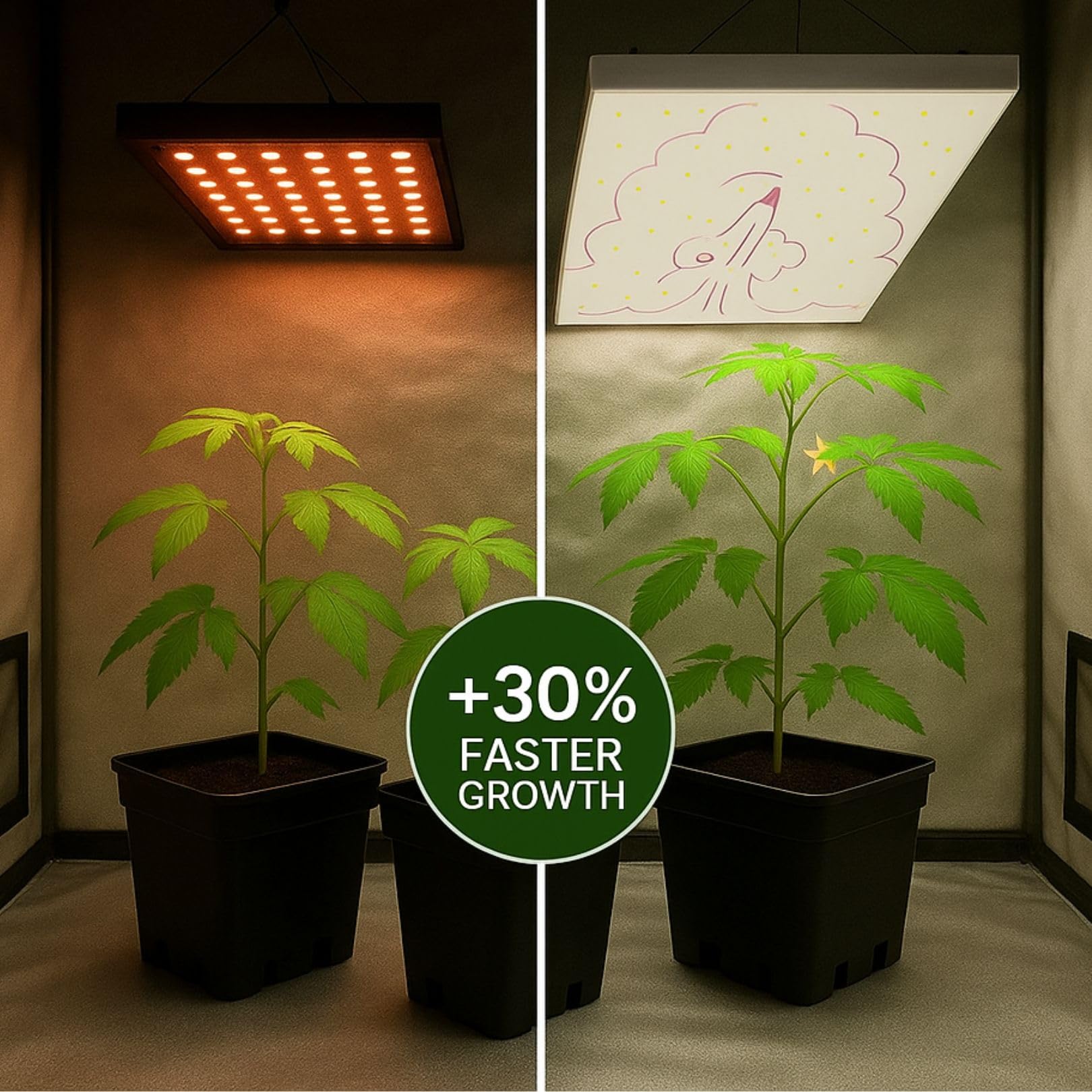 Weedness Cosmos Lampada LED per Piante 150 Watt Spettro Completo 40x40 cm 2,5 μmol/J - Coltivazione Interna Esterna Germinazione Fioritura Crescita
