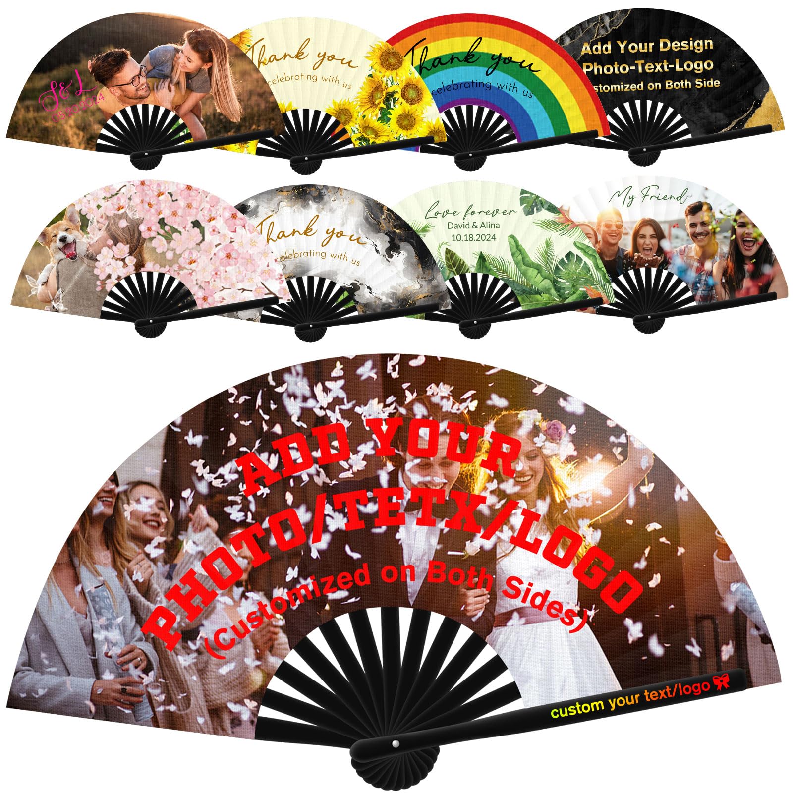 Personalized Decorative Folding Fans with Photo Custom Fans Handheld for Line Dancing Customized Picture Fan Gifts for Wedding Dance Cosplay Party Church-13“