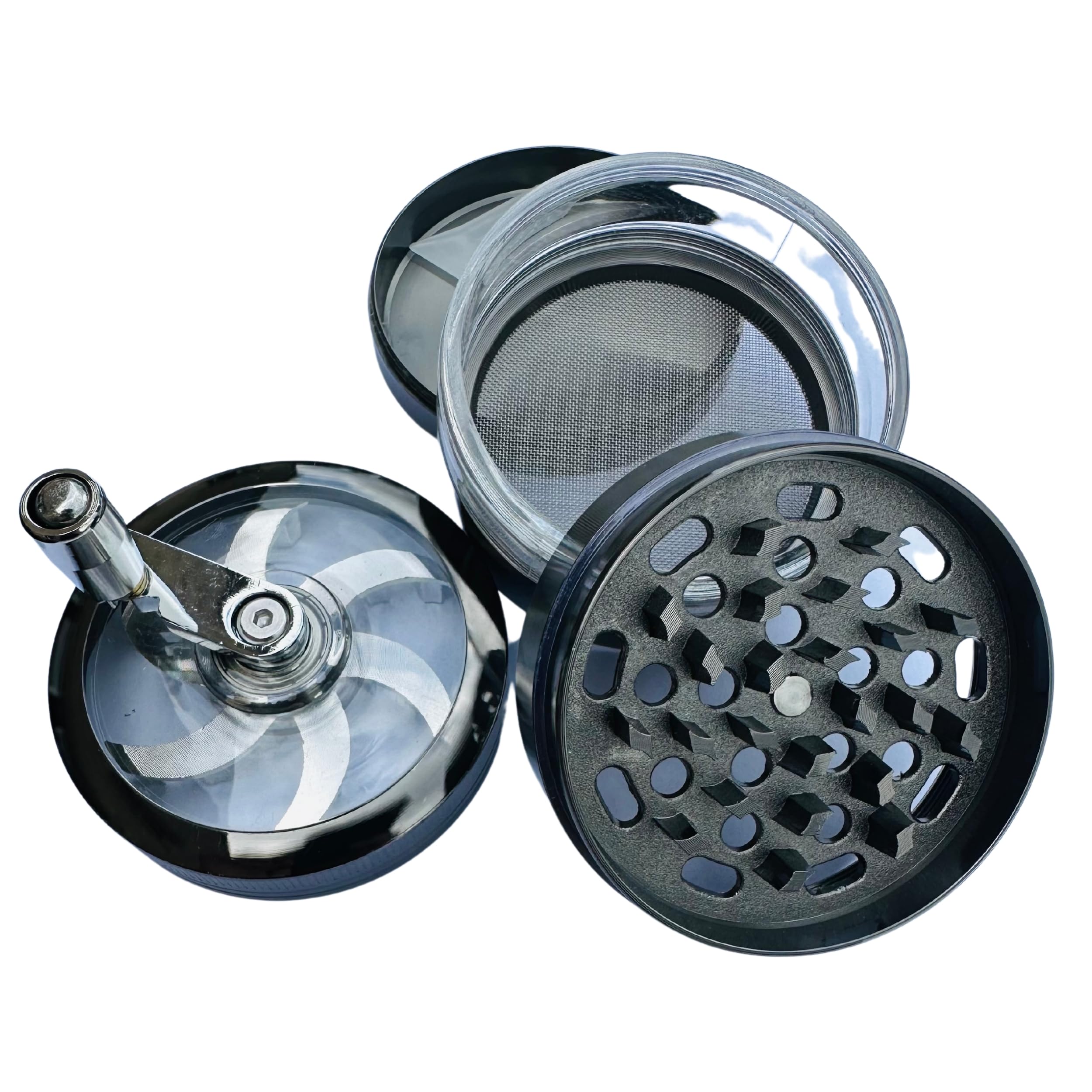 Grinder A Manovella 4 Parti 63 Mm In Alluminio Oro Rosa | Macina Erbe E Spezie Con Spatola Inclusa - 2