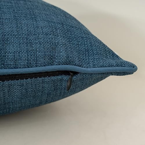 Miniatura 4 de Yangest Funda de almohada lumbar de lino con retazos azules, funda de cojín oblonga de piel sintética para sofá, dormitorio, sala de estar,