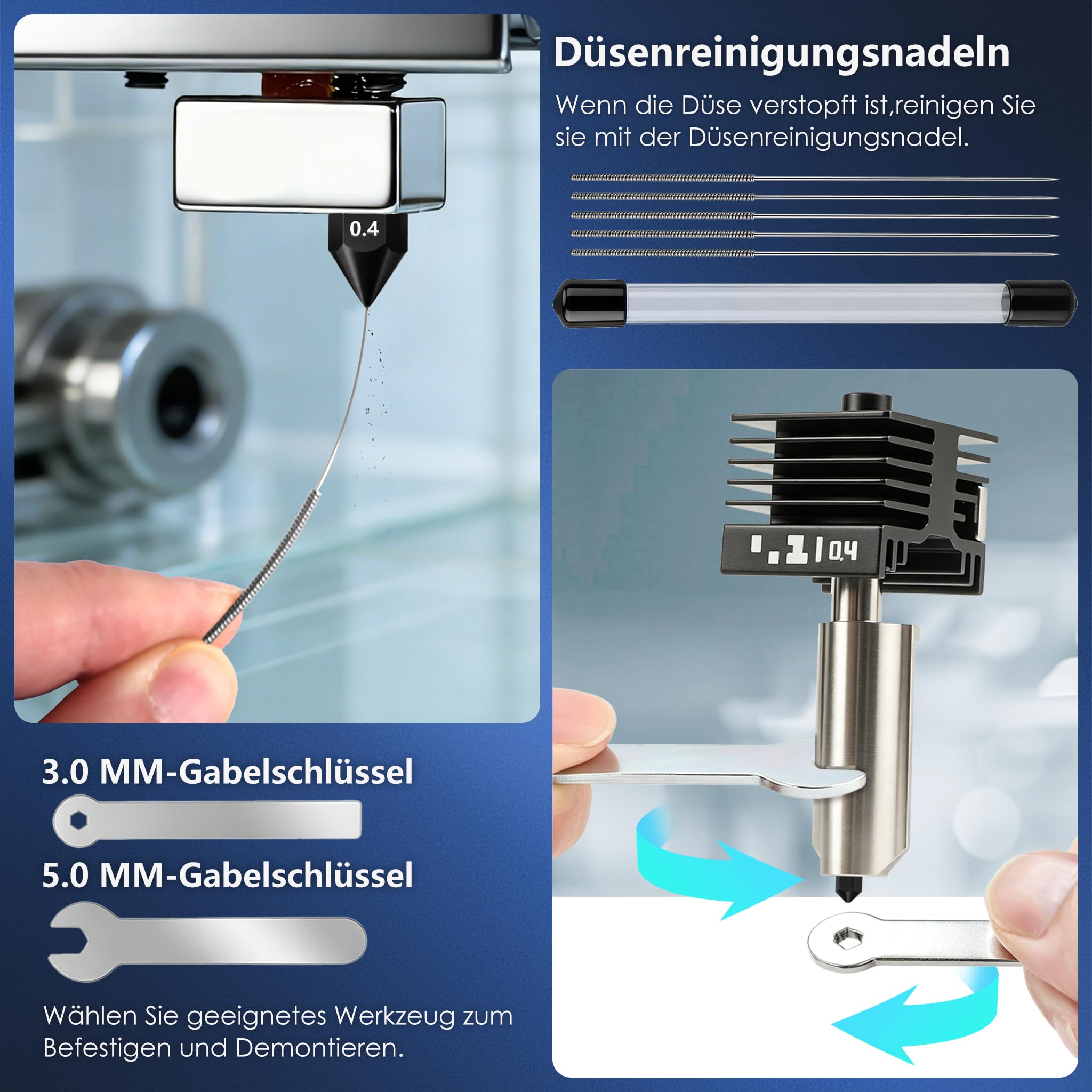 Kit de mise à niveau 2 pièces 0,4 mm P2S Hotend pour Bambu Lab P2S/X2D/H2D/H2S, kit d'extrudeuse comprenant une buse en acier dur haute température, un manchon en silicone, des aiguilles de nettoyage