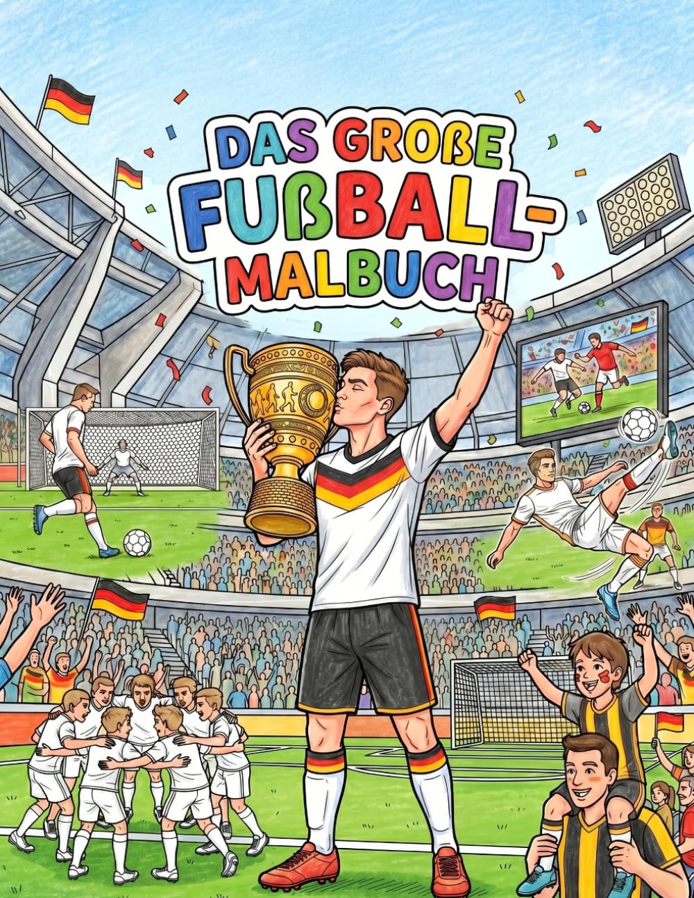 Das Große Fußball Malbuch: 30 actiongeladene Ausmalbilder für Kinder ab 6 Jahren – Dynamische Spielszenen, Stadien & Turnierspaß – Das ideale Malbuch für Fußballfans