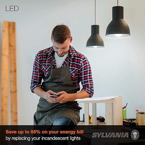 Miniatura 22 de Bombilla LED A19 SYLVANIA, 60 W = 8.5 W, no regulable, acabado esmerilado, 800 lúmenes, 2700K, blanco suave, paquete de 12 (74469)