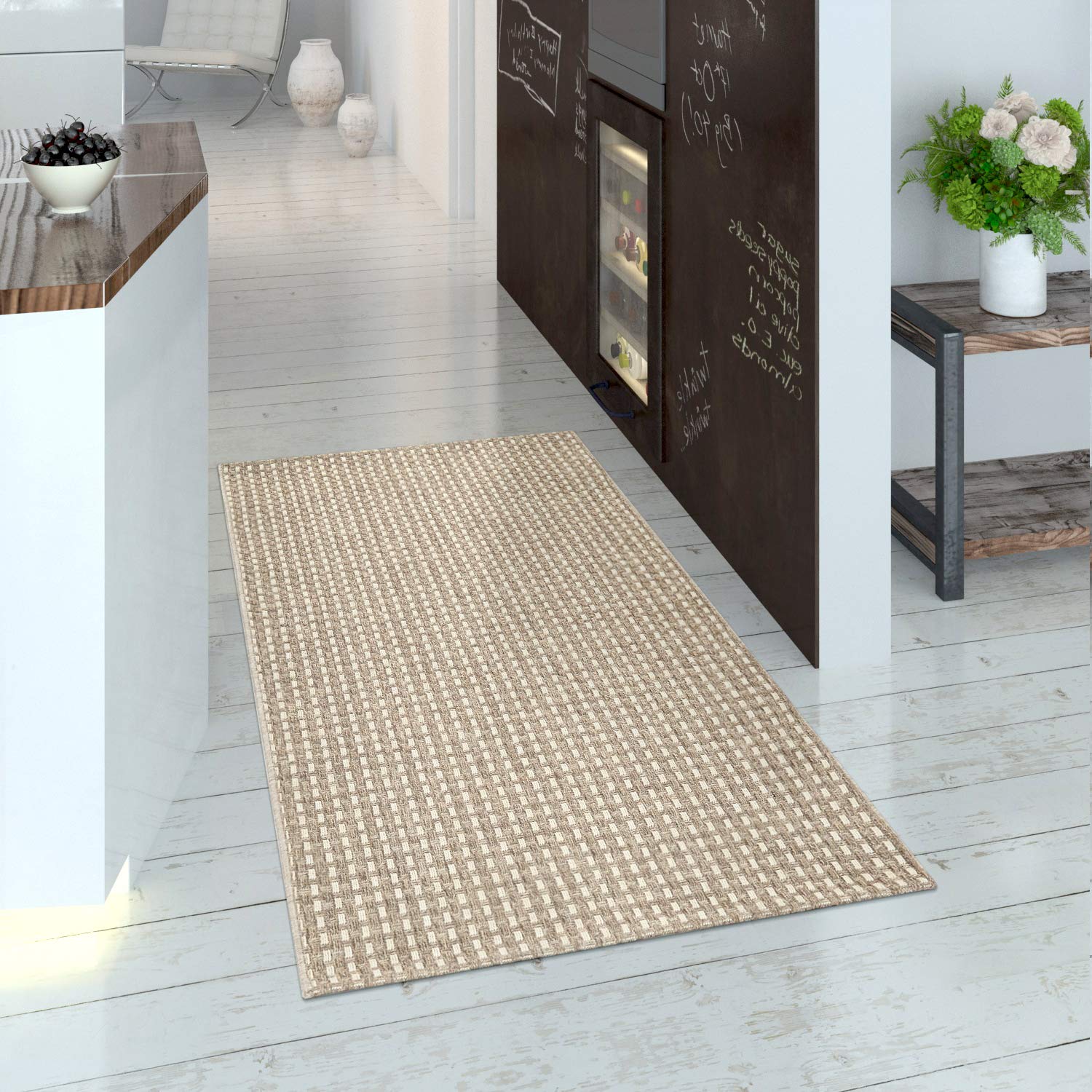 Paco Home Tapis Intérieur & Extérieur Tissage À Plat Aspect Sisal Look Naturel Uni Crème, Dimension:120x170 cm