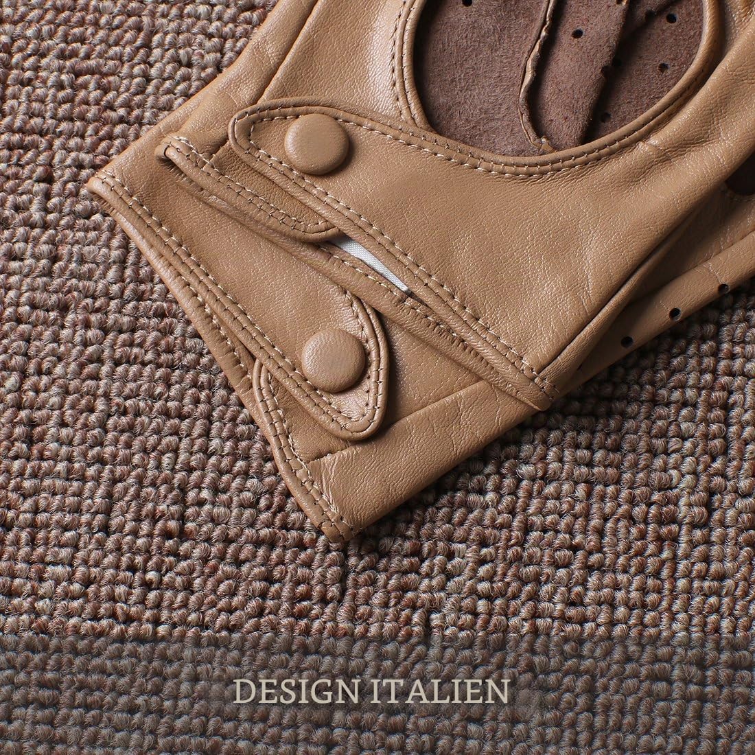 Gant Femme en Cuir Demi Doigt Hiver Mitaine Gant de Conduite sans Doigt en Cuir de chevreau Gant de Sport Extérieur pour Fille cadeau