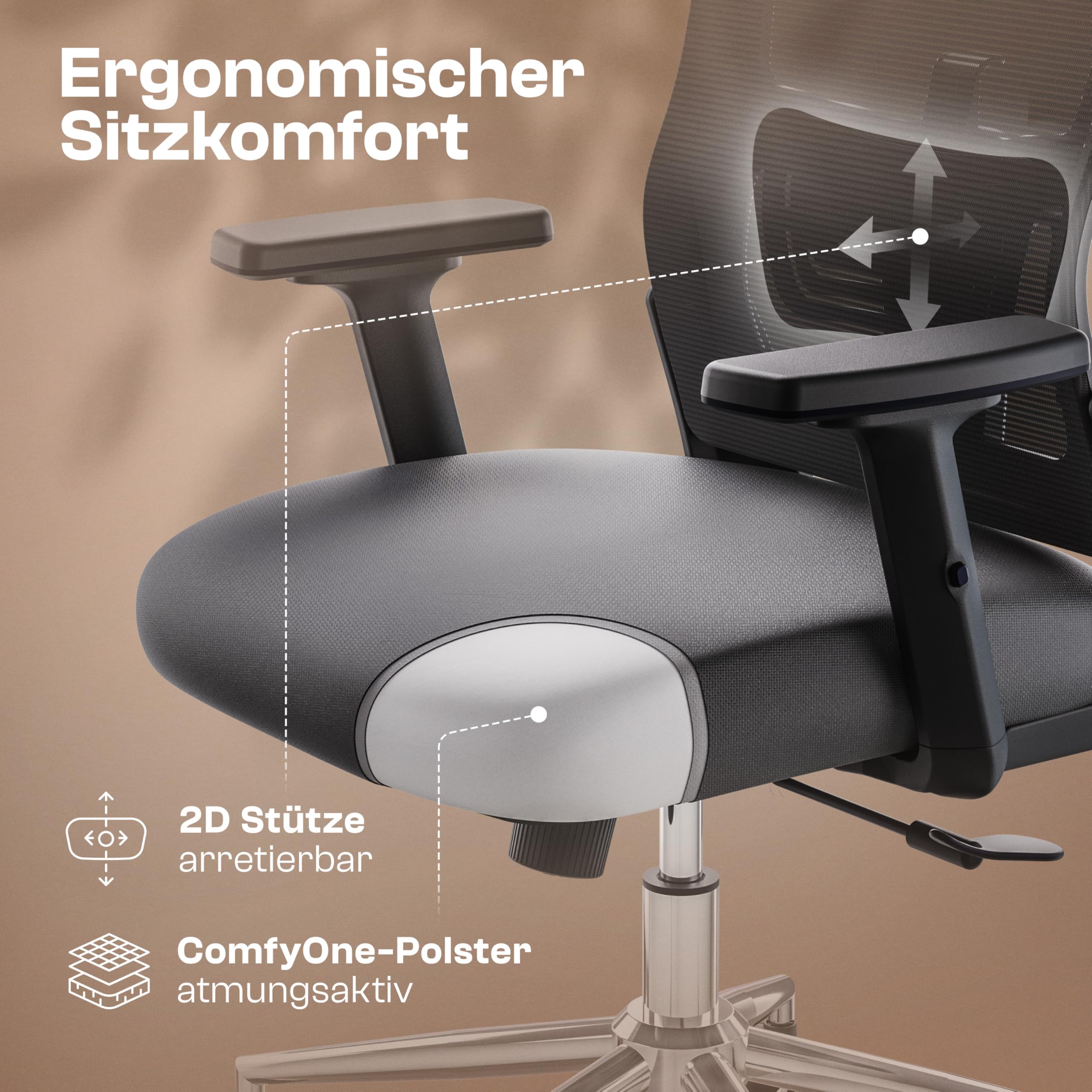 Galahad Bürostuhl Ergonomisch [VERGLEICHSIEGER] Drehstuhl 150kg | Schreibtischstuhl Ergonomisch | Komfortabler Gaming Stuhl | Bürostuhl Testsieger für höchsten Komfort und Ergonomie
