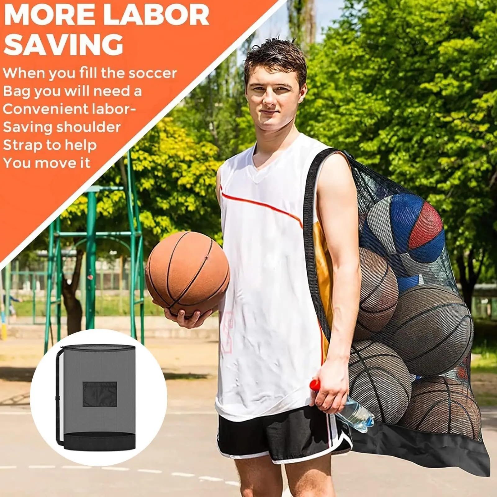 Borsa da calcio in rete resistente 4 pezzi, borsa multifunzionale for riporre attrezzature sportive, for atleti, giovani, donne e adolescenti per Palla