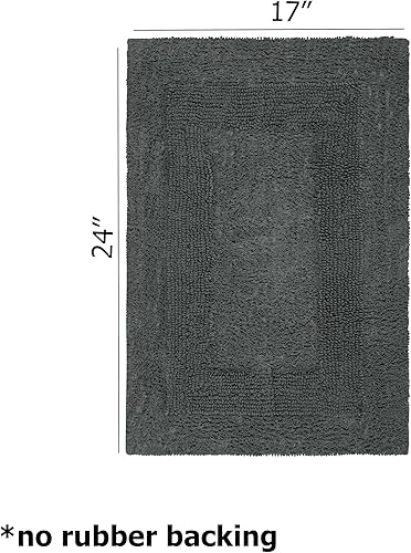 Miniatura 3 de Set de alfombras de baño reversibles Cotton Craft para cuando sales de la ducha: 17 pulgadas x 24 pulgadas, 100 % puro algodón, supersuaves, Gris