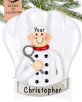 Personalized Cooking Ornament 2026 | 24h Customized, Laser Engraved Chef Christmas Ornaments for Tree | Custom Chefs Keepsake Gift for Cooks