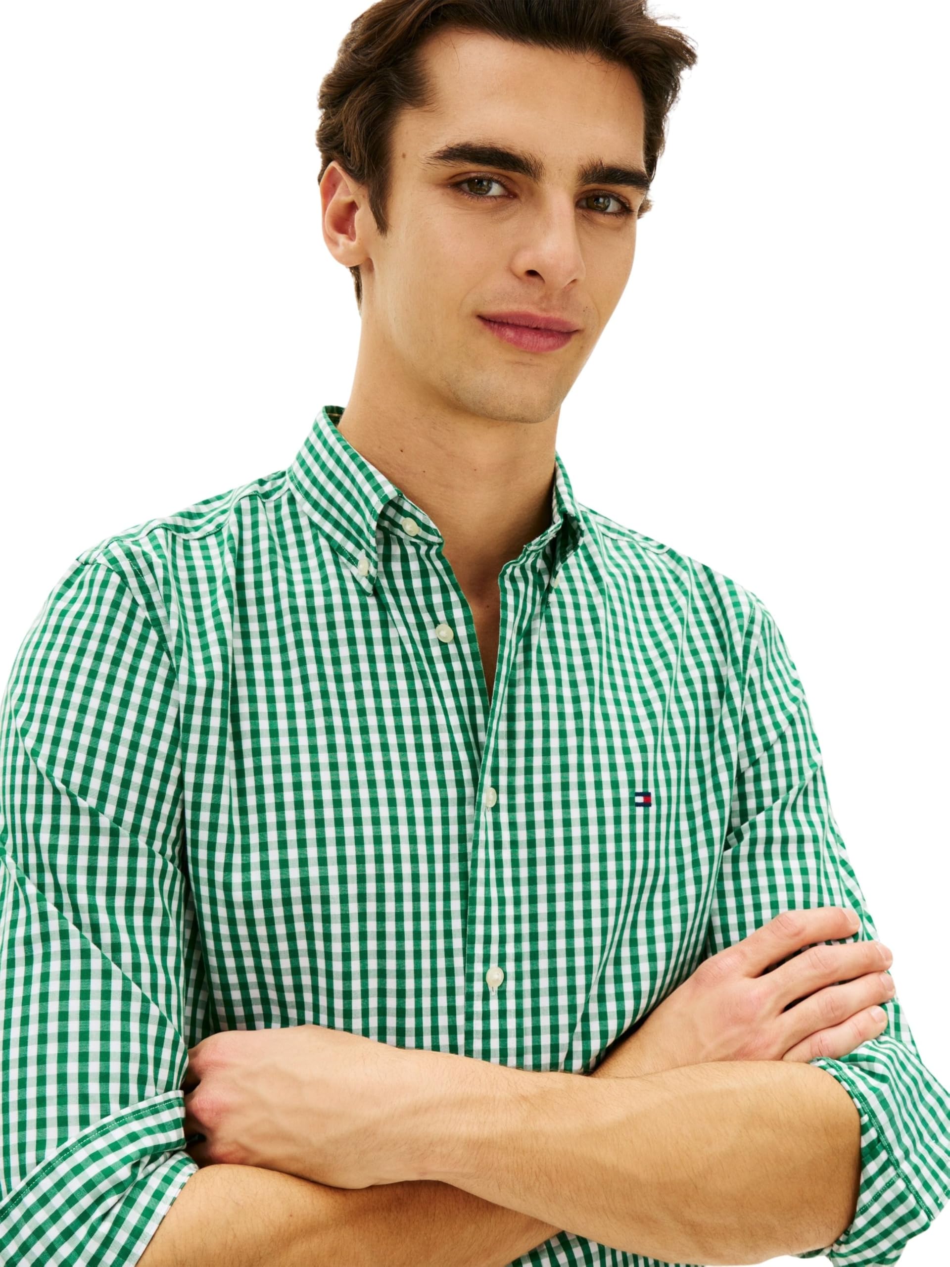 Tommy Hilfiger Herren Hemd Flex Poplin Gingham Regular Fit