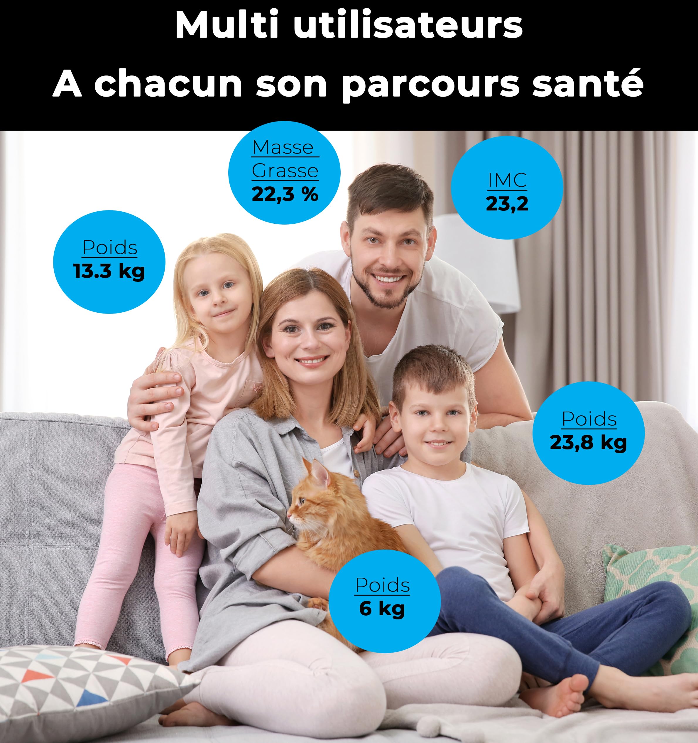 LITTLE BALANCE 8837 IC-X4-TFT, Pèse Personne, Ecran XXL couleur, Balance Impédancemètre Connecté, Pèse-personne Intelligent avec application, Sans Pile USB-C, 4 électrodes, 22 mesures, 180 kg/50 g