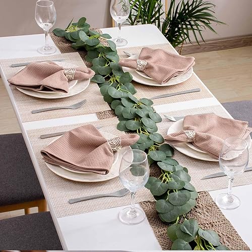 Miniatura 7 de AHHFSMEI Juego de 4 manteles individuales para mesa de comedor, manteles individuales de vinilo tejido de plástico, antideslizantes, aislamiento de