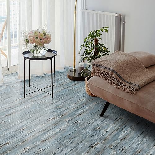 Miniatura 2 de Azulejos de vinilo de 35 x 6 pulgadas, 10 unidades de 14 pies cuadrados para despegar y pegar, azulejos de baño, aspecto de grano de madera gris