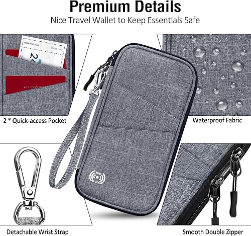 Miniatura 8 de BKNOOU Soporte para pasaporte familiar con bloqueo Rfid, organizador de documentos de viaje, cartera de pasaporte de viaje, soporte múltiple para