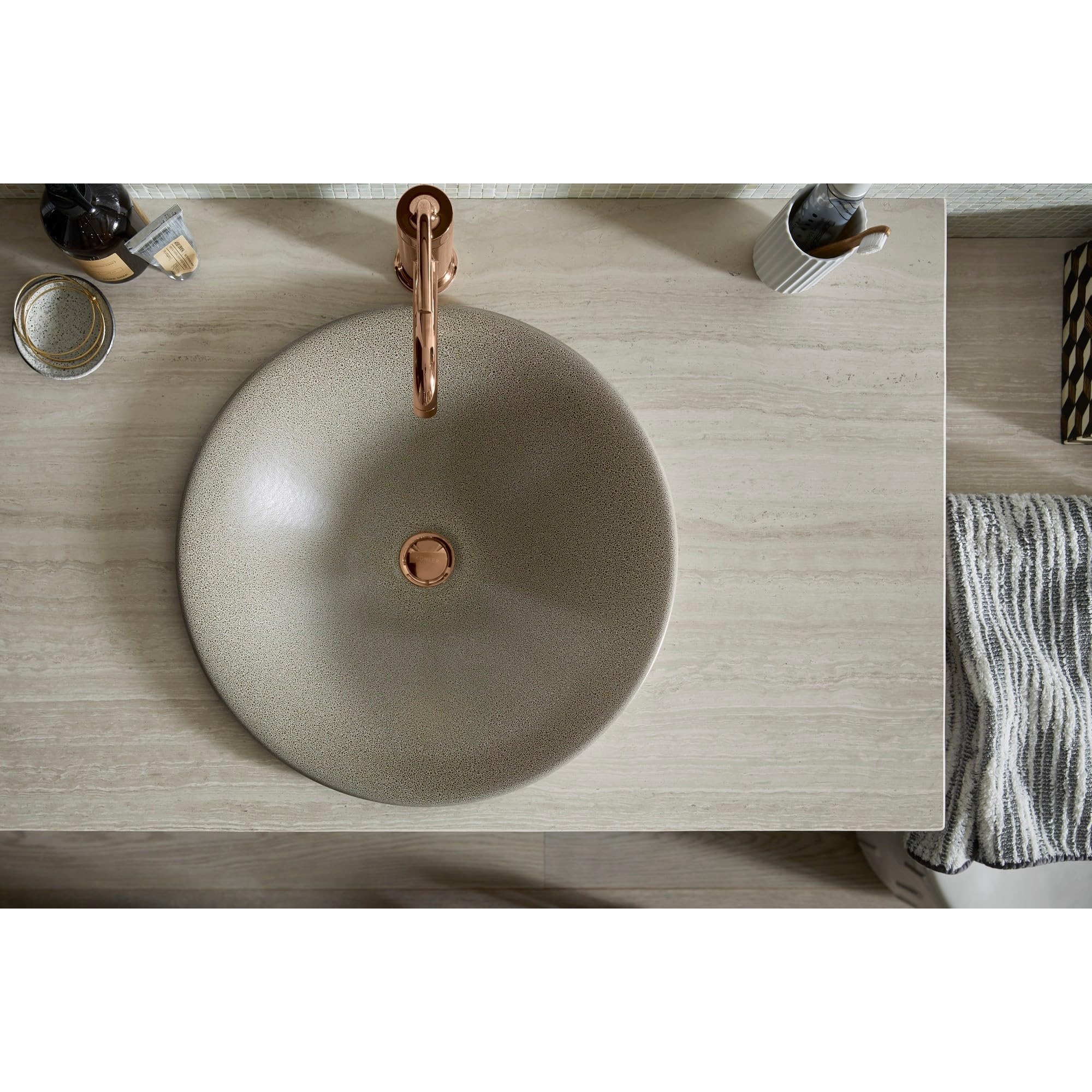 Kohler 77714-TB2 Shagreen on Carillon Wading Pool-Lavello da Bagno Rotondo, Perla di Ebano