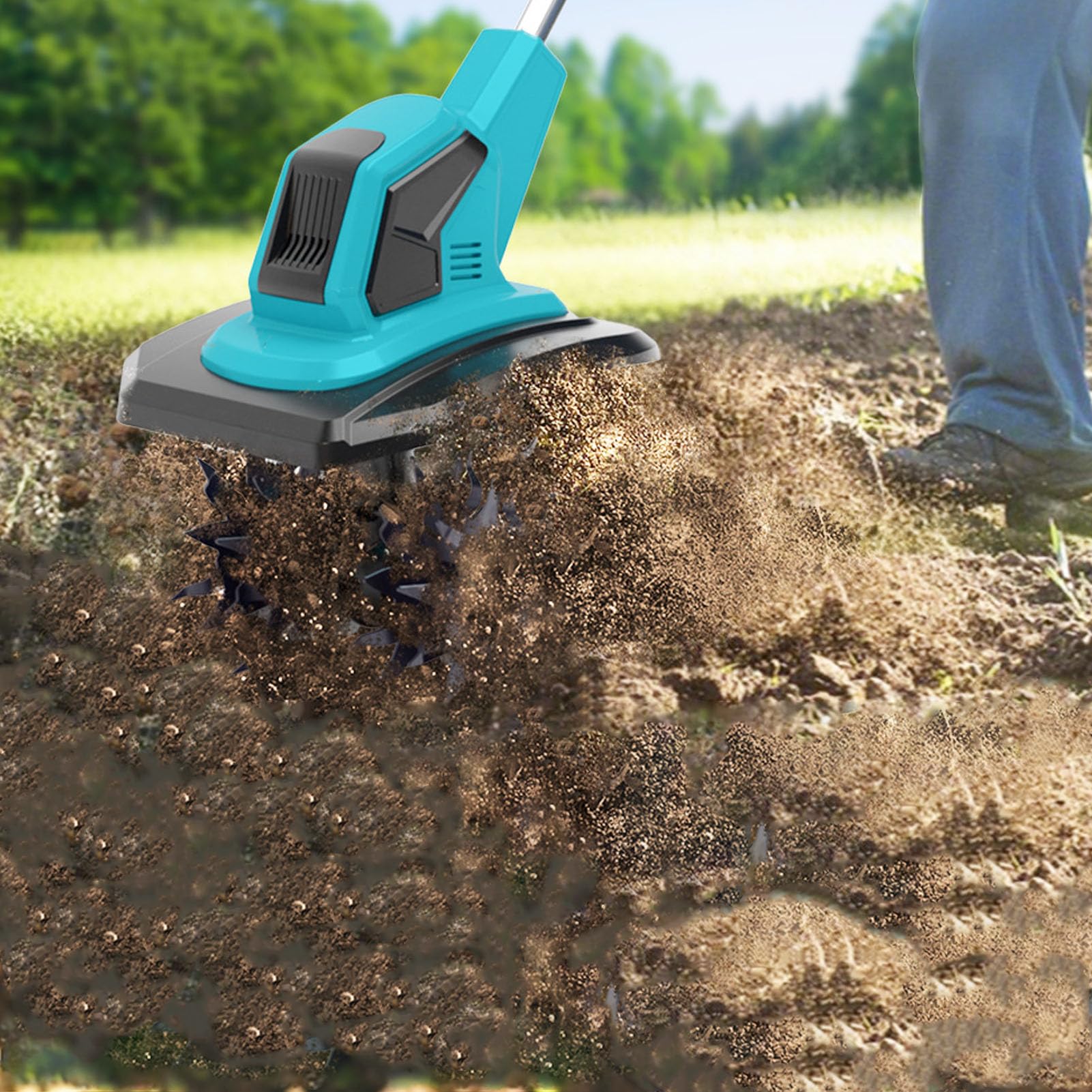 Aramox Elektrische Gartenfräse mit 4,5-Ah-, Hohe Leistung für Gartenerde (EU-Stecker)