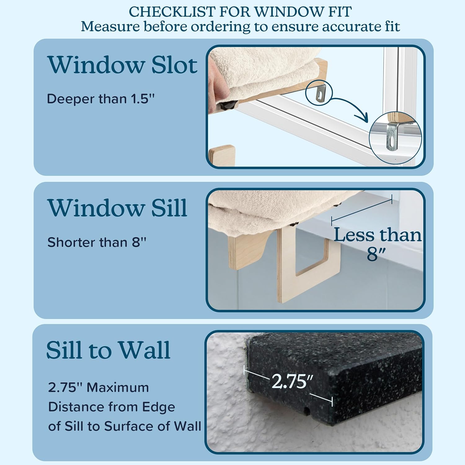 Cat Bed for Window Sill - Cat Window Perch with Bolster and Removable Washable Cover - Window Hammock with Sturdy Wood Frame for Large Cats - Pet Beds for Indoor Cats by PETMAKER (Cream)