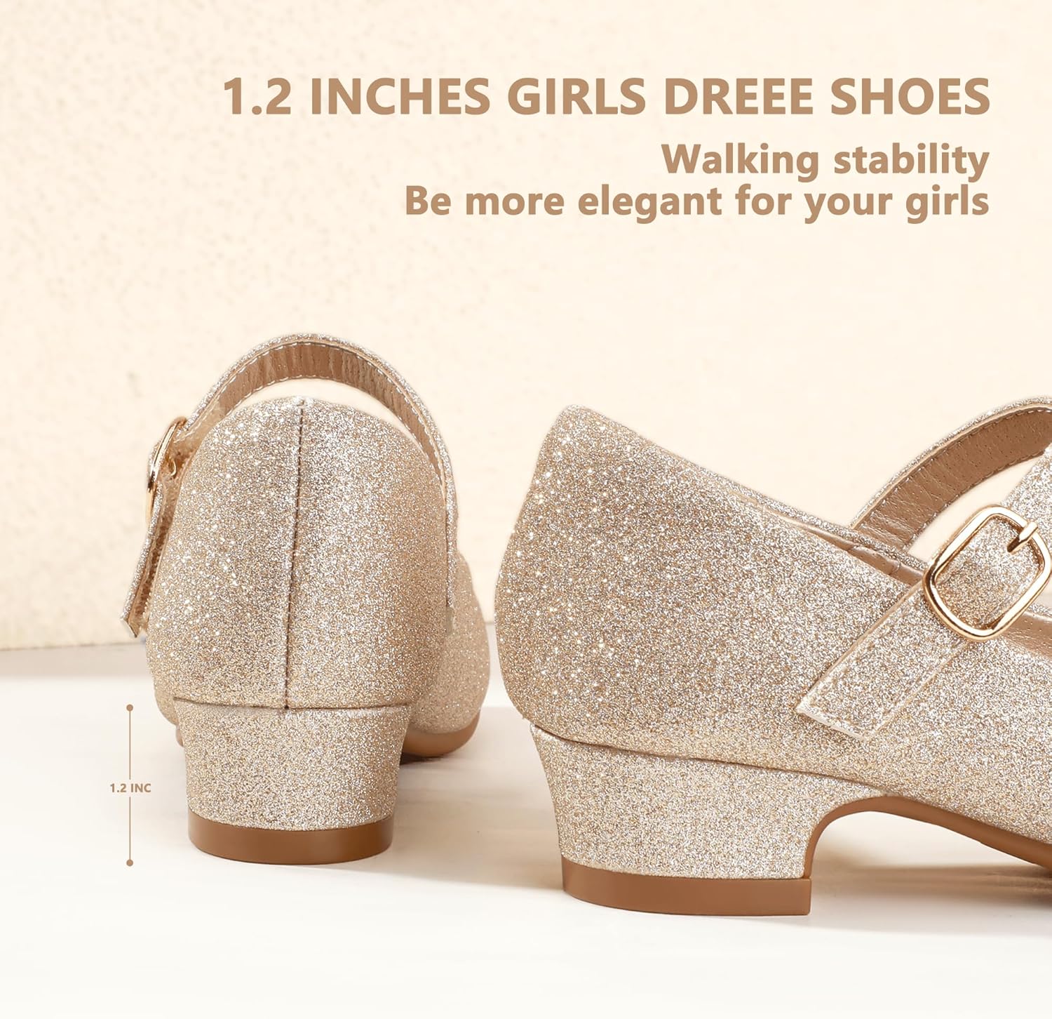 PANDANINJIA Girls Dress Shoes Toddler Little Big Kid Chunky Heels Wedding Party School PNEMY Flower Girl Shoes - Image 5