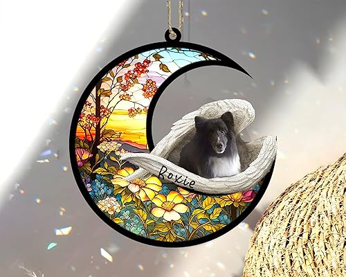 Miniatura 488 de Chow Chow Dog Memorial Suncatcher, adorno de Navidad Chow Chow con nombre, atrapador de pérdida de mascotas, regalos para los amantes de los perros