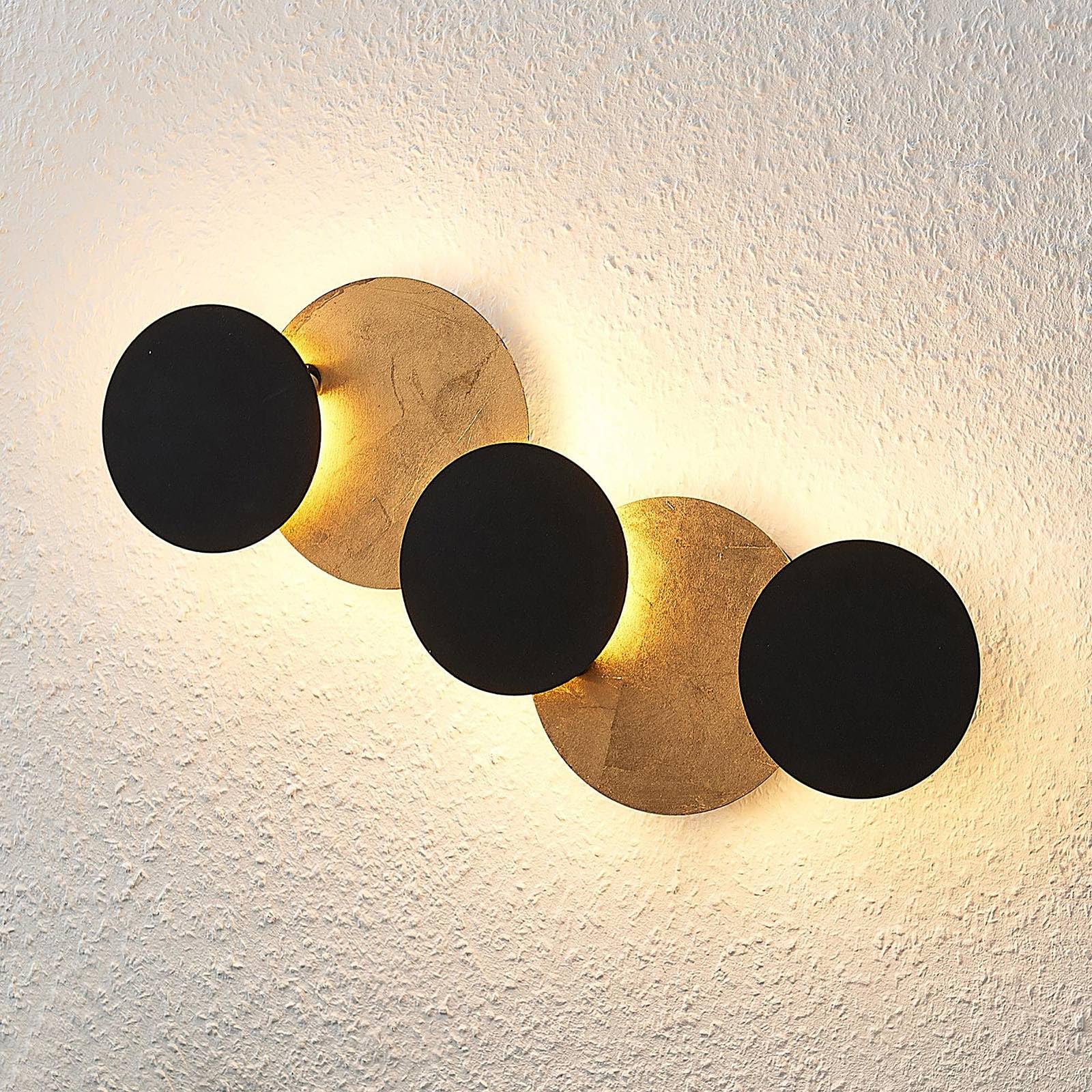 Lindby LED Wandlampe schwarz gold, Wandspot Wandleuchte innen Deckenlampe Deckenleuchte 17W Wandbeleuchtung Wohnzimmer Esszimmer Flur