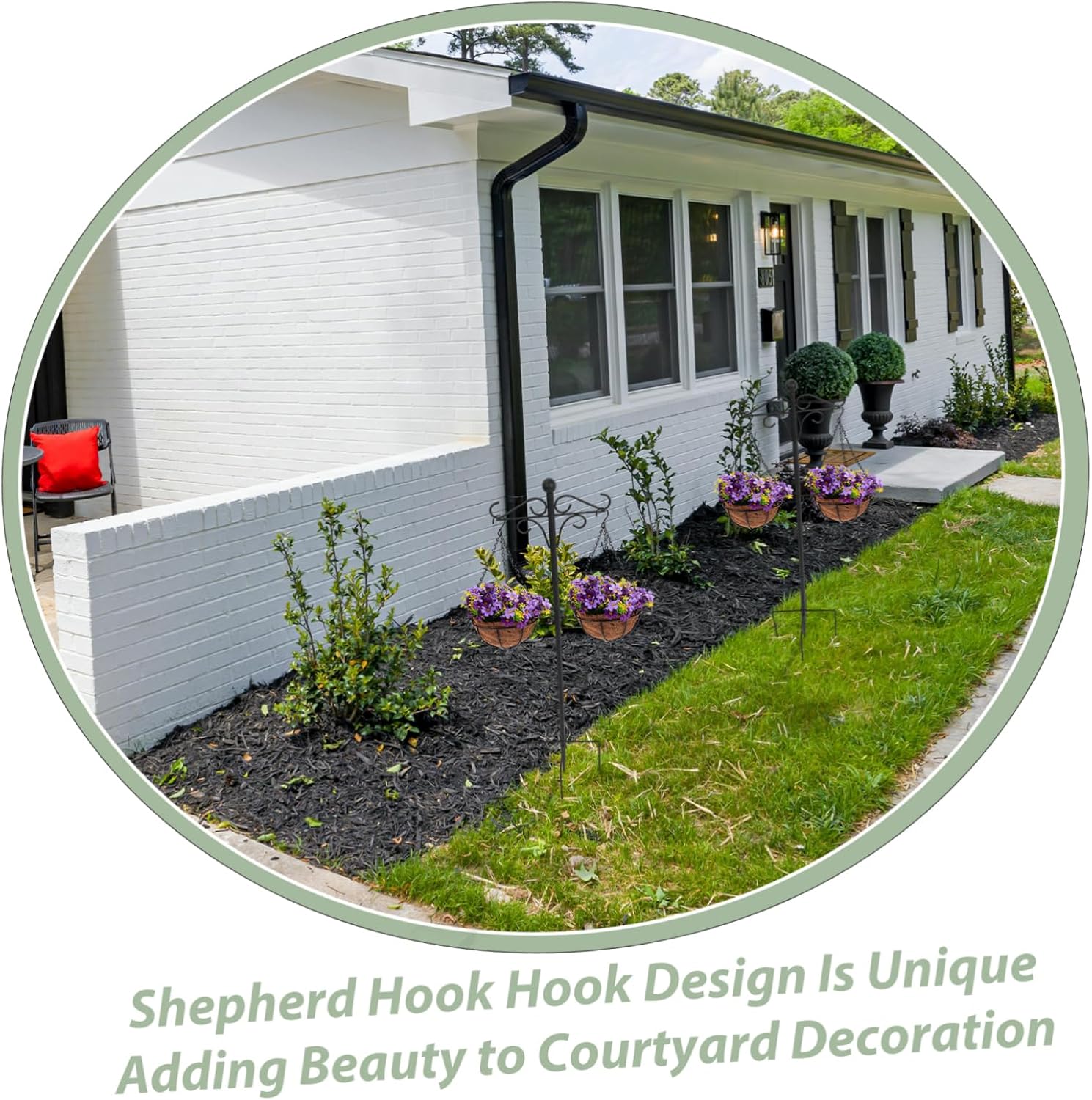 46in Heavy Duty Outdoor Shepherds Hooks 5 Base Prongs for Garden Plant Hangers Bird Feeders