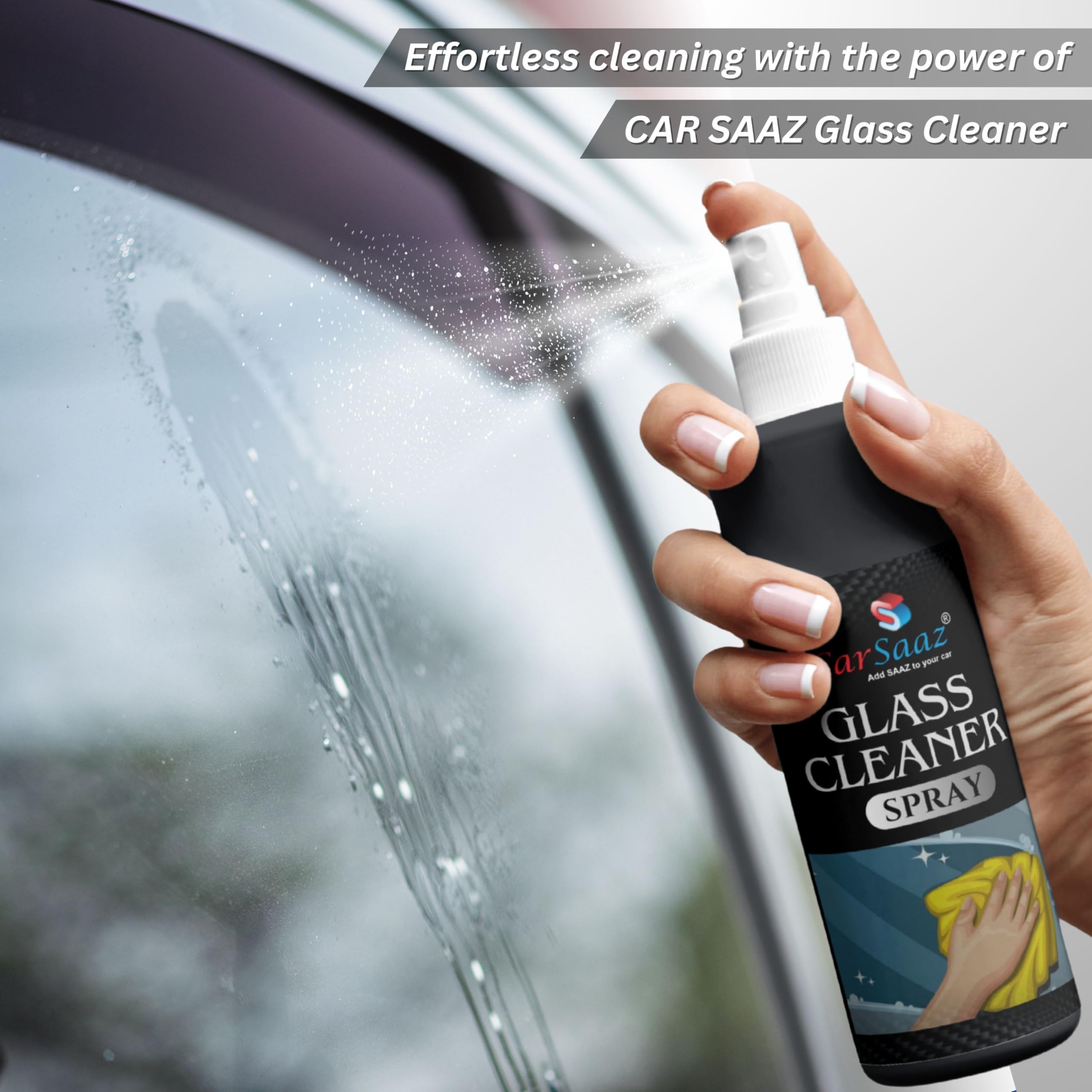 CAR SAAZ Glass Cleaner Spray 100ml with Microfiber Glass Cloth 1