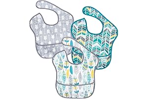 3-Pack Reusable Wipeable Bibs: The Complete Bib Set for Feeding, Weaning, and Dining