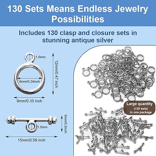 Miniatura 2 de Cierres de palanca plateados para hacer joyas, kit de collar con cierre de collar pequeño cierre de joyería, cierres y cierres de collar, múltiples