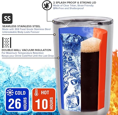 Miniatura 3 de CHILLOUT LIFE Taza de Viaje de Acero Inoxidable con Asa de 40 oz  Juego de 6 Piezas. Vaso con Asa, Pajita, Cepillo de Limpieza y 2 Tapas. Paquete de