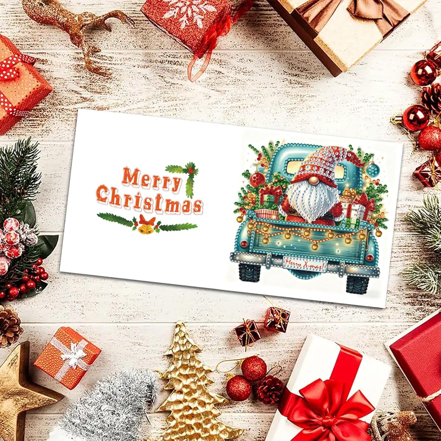 24Pcs Christmas Greeting Card DIY Diamond Art Painting Greeting Cards Blessing Folding Card Kit with White Envelopes Diamond Arts Crafts for Birthday Festival Gift-01