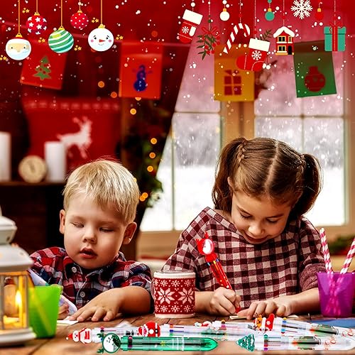 Miniatura 10 de Yexiya Bolígrafo multicolor de Navidad 10 en 1, bolígrafos retráctiles de colores, árbol de Navidad, Papá Noel, muñeco de nieve, reno, lindos