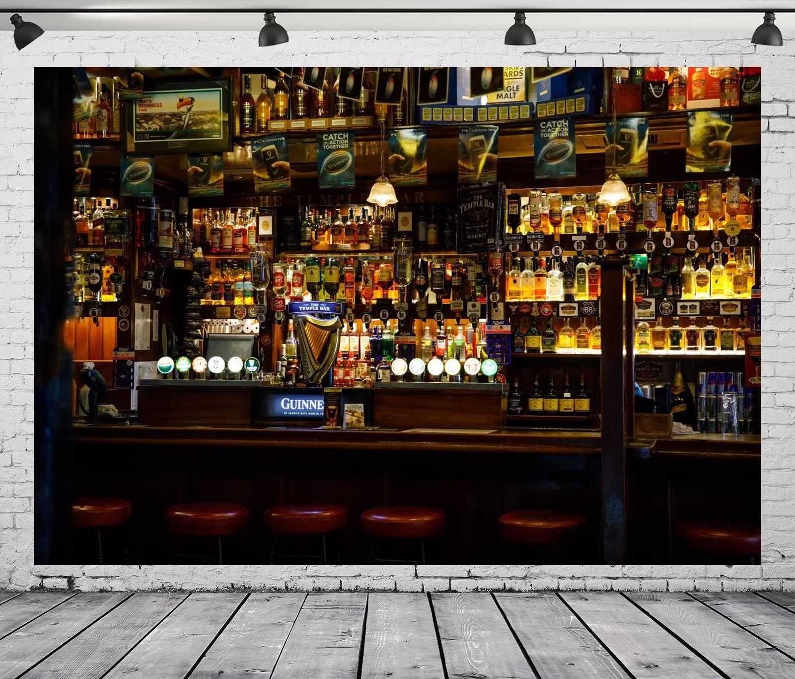 CORFOTO 10x8ft Fabric Irish Capital The Temple Bar Interior Backdrop Dublins Cultural Quarter Luxury Bar Photography Background Beer Alcohol Bottles Wine Rack Pub Backdrop for Men Photo Studio - Image 2