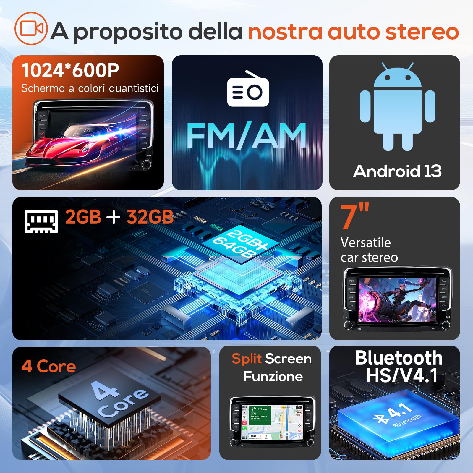 Haudio 2 Din Autoradio con Wireless Apple CarPlay e Android Auto, Schermo da 7 Pollici con Canbus, Bluetooth, Mirror Link,WiFi, FM/AM/RDS/SWC Autostereo per VW Golf 6, Passat,Polo, Tiguan, Jetta&Skoda