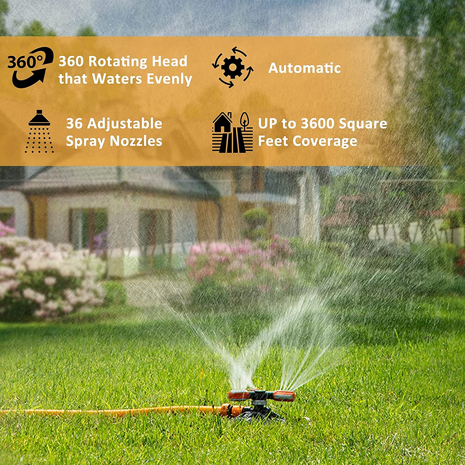 Arroseur de Jardin,Automatique 360 Rotatif Réglable Jardin Arroseur,3 Bras Arroseur de Pelouse ABS Système d'Irrigation pour Pelouse Jardin Plantes Champ de Légumes Enfants Jouant