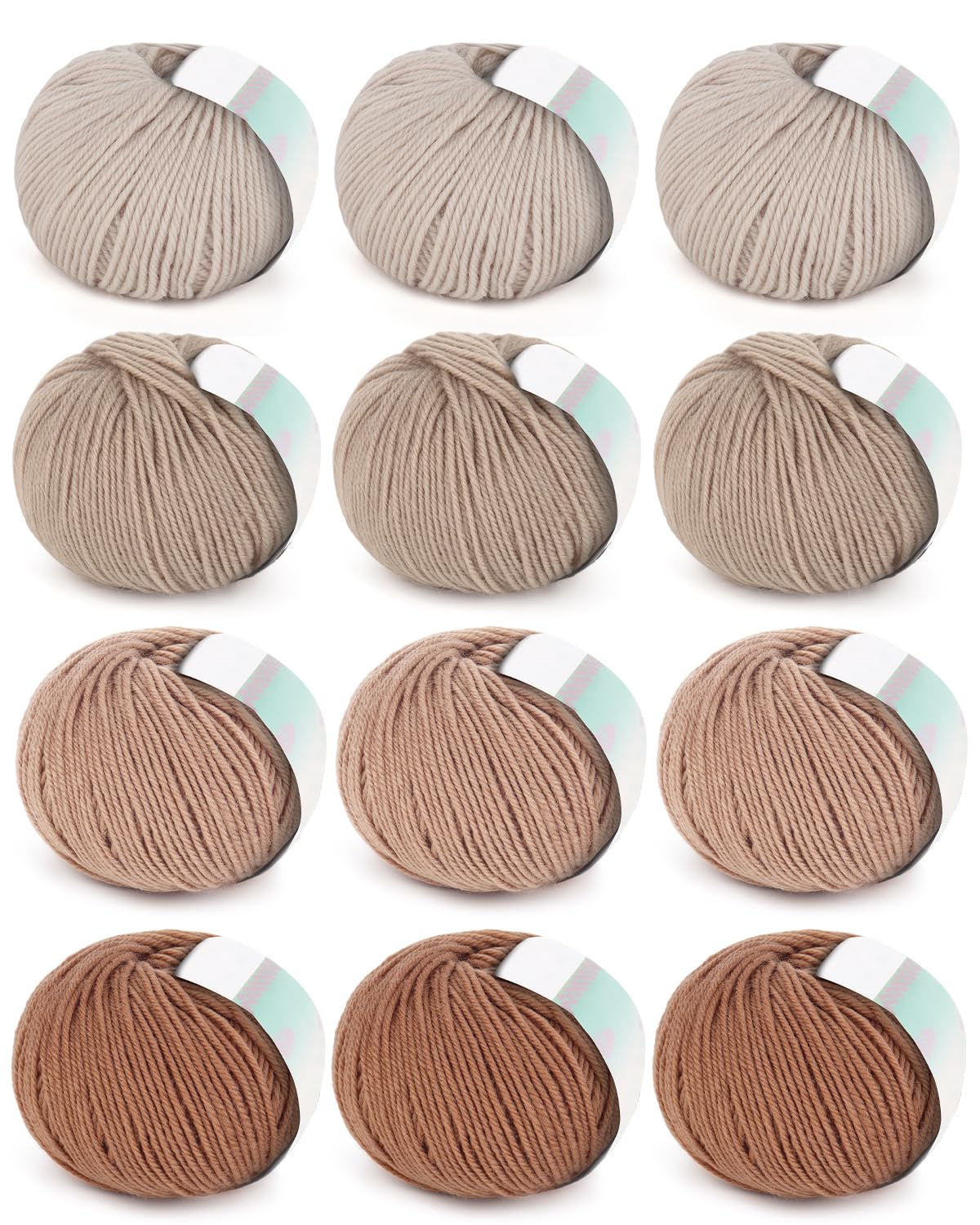 Coopay 600g Merinowolle zum Stricken, Dicke Merino Wolle zum Häkeln, Khaki | 12x50g Superweich Sockenwolle 4Fädig, Häkelgarn aus 98% Merinowolle und 2% Baumwolle, Strickwolle für Kleidung, Schal, Tücher