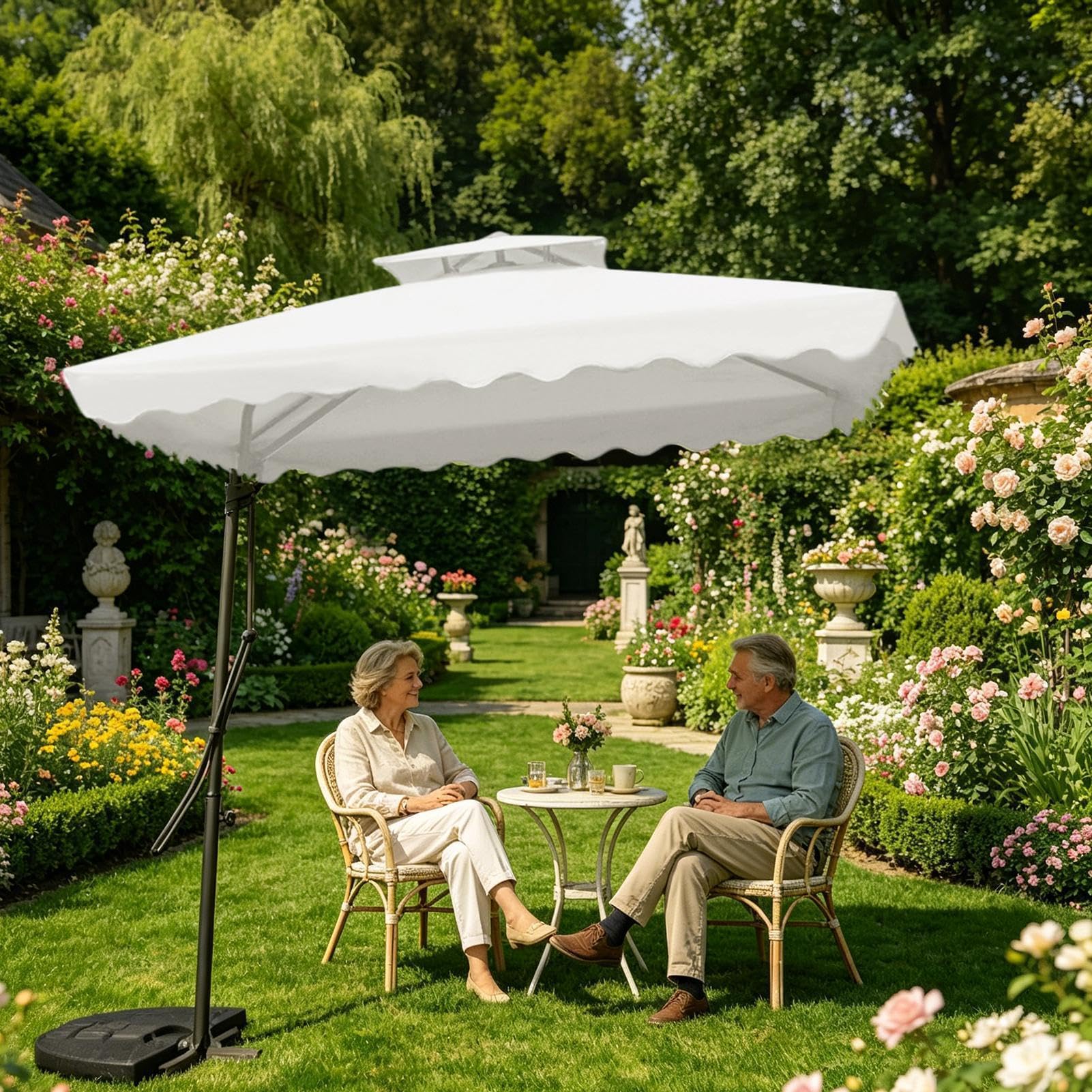Wasserabweisendes Design - Sonnenschirm Ersatzdach, 4 Rippen, 7,22 Ft