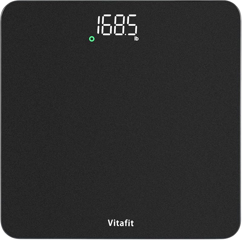 Vitafit Bathroom Scale for Body Weight Accuracy 0.1lb, Weight Scale 400lb | Professional Factory Since 2001 Digital Weighing Scales for Weight, Step On and 3xAAA Included, LED, Spray Silver Black