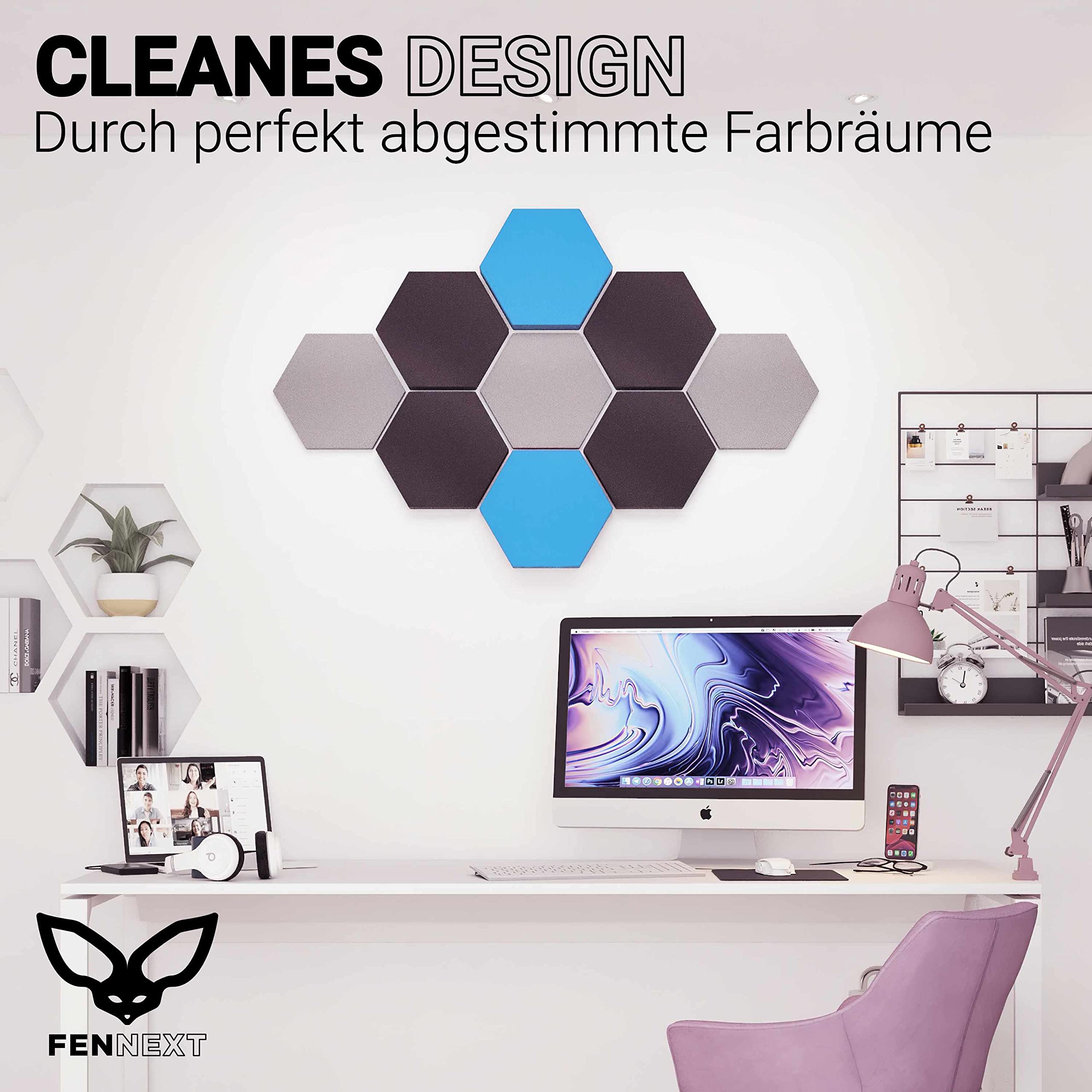 Schallabsorber Wand Paneele [9 Stk.] für spürbar reduzierte Geräusche I Modernes Akustikbild aus Hexagon Akustikplatten I Unbedenkliche Akustikpaneele hergestellt in der EU I 3D Panels