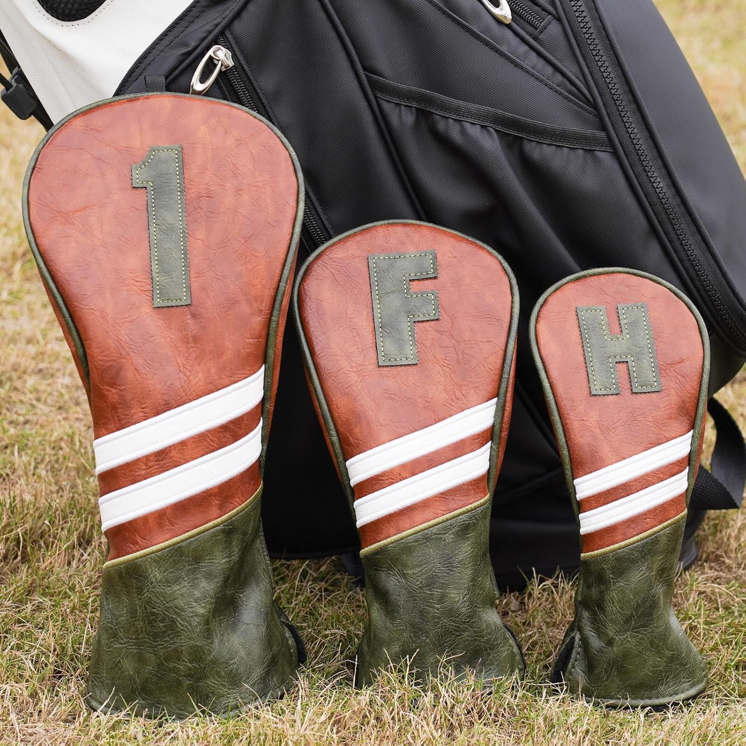 Craftsman Golf Club Head Covers 3pcs or 1pc Classic Brown Golf Headcovers Set Golf Club Headcovers for Driver Fairway Utility/Hybrid Woods Headcovers