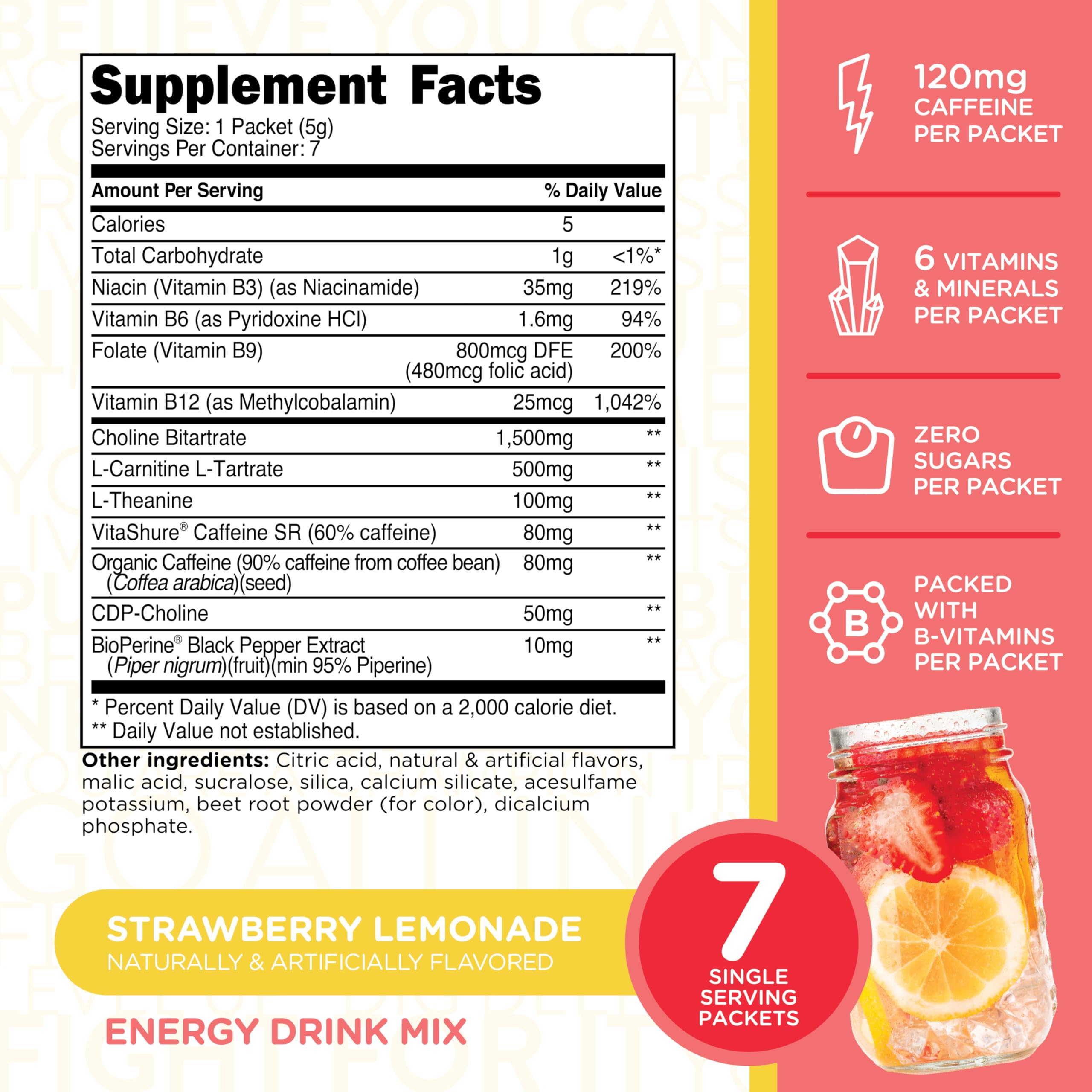 TransformHQ Boost Shot Powder Drink StickPacks (Strawberry Lemonade) 7 Pack — Amazon image 2