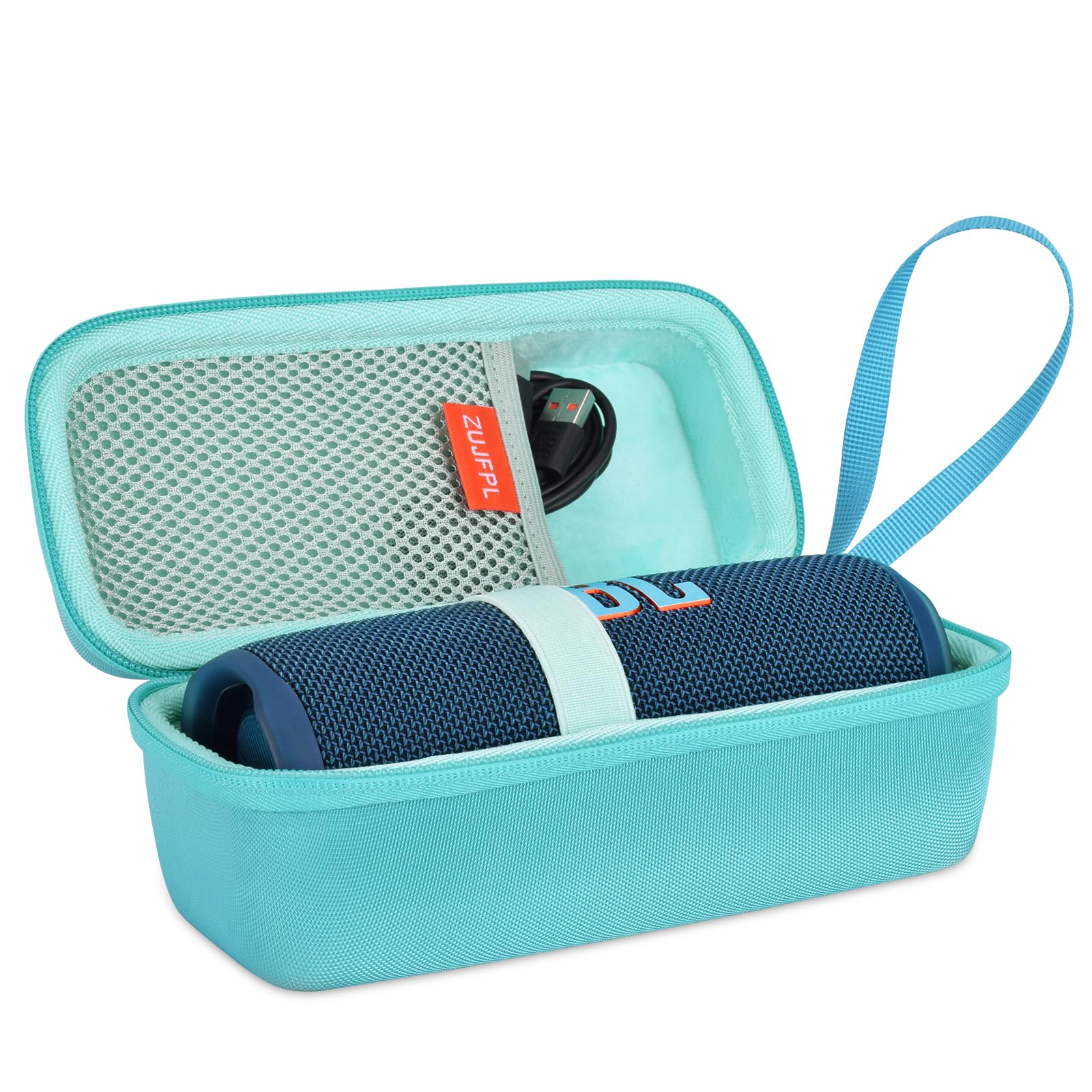 ZUJFPL EVA Hard Case for JBL Flip7/6/5 Waterproof Portable Bluetooth Speaker, Fit for JBL Flip 4 Premium Travel Protective Carrying Storage Bag, Fits USB Cable and Charge - Peacock Green