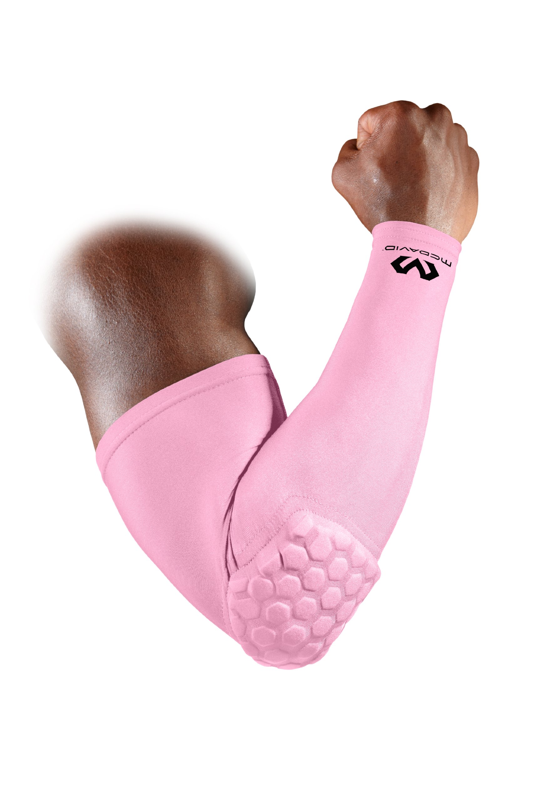 Mcdavid 6500 Hex Padded Arm Sleeve,Compression Elbow Pad for Football/Volleyball, Baseball Protection,All size-Single Unit