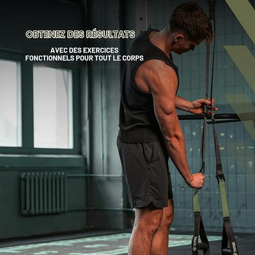 THYSOL Resistance Trainer Pro Xtreme Straps Army | Set di cinghie di allenamento con ancoraggio per porta regolabile | per allenamenti a casa e in viaggio - 5