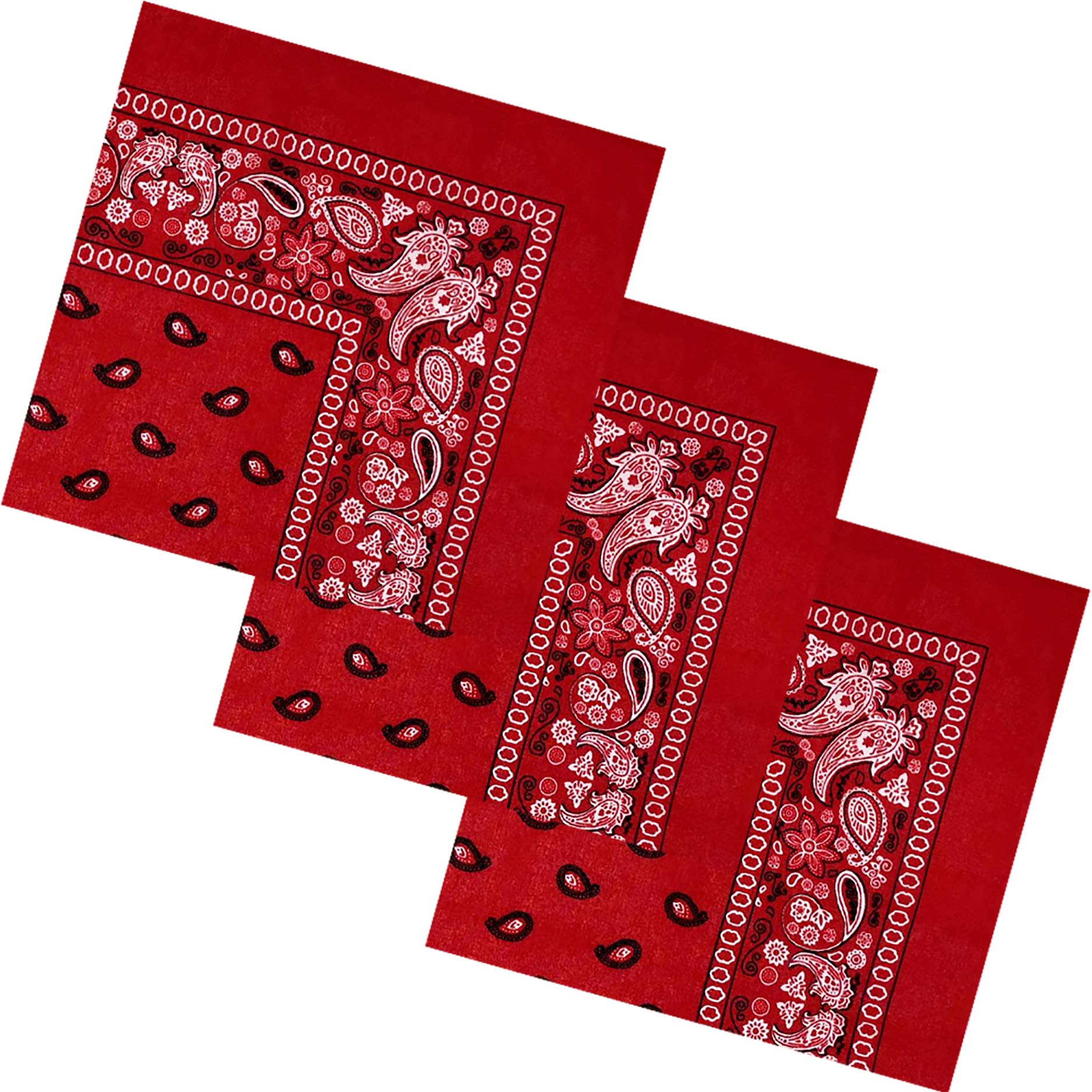 CD | 3-Pack Bandanas | 100% Cotton Headbands for Men and Women 22” X 22”