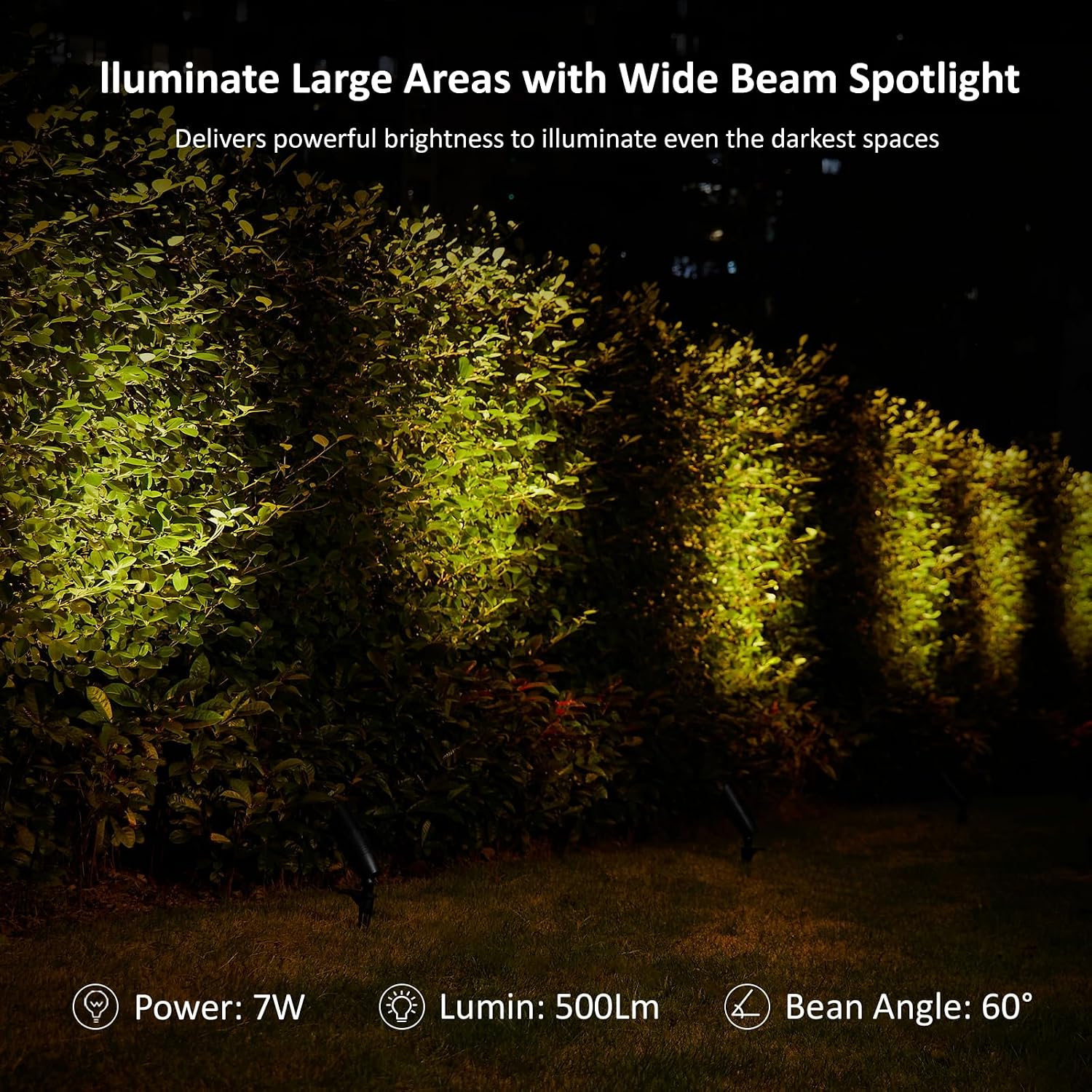 Low Voltage Landscape Spotlights, Outdoor Tree Lights Wired, LED 7W 5CCT Uplighting Outdoor, 12V Landscape Spot Lights for Tree Wall Flag House, Aluminum, Black, ETL, Pack of 6