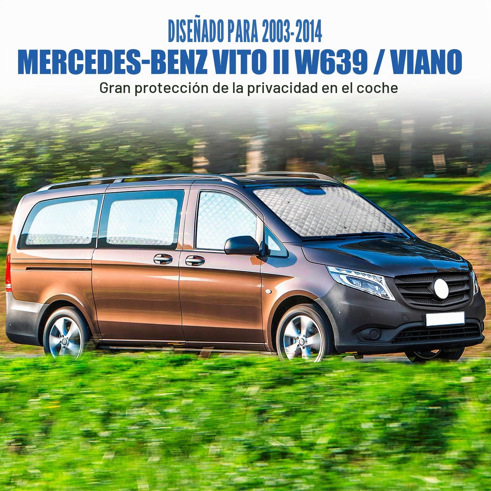 Parasol del Parabrisas Automóvil Reemplazo para Mercedes-Benz Vito W639 / Viano SWB 2003–2014, Juego de 10 Piezas con 45 Ventosas, Cabina del Conductor, Cubierta de Parasol Automóvil