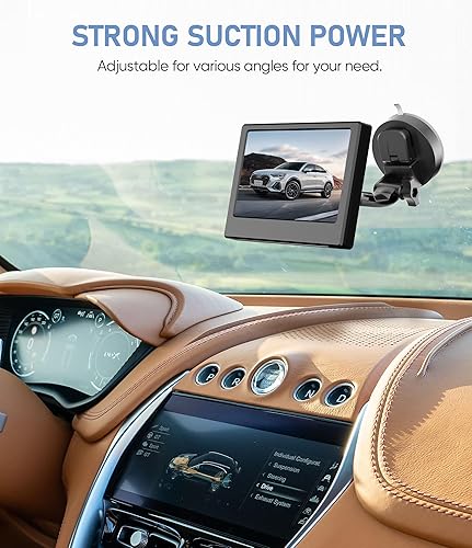 Miniatura 6 de Pixelman Soporte para monitor de cámara de respaldo, 7/9 pulgadas, soporte de parabrisas de doble ventosa para caravanas, camiones, furgonetas