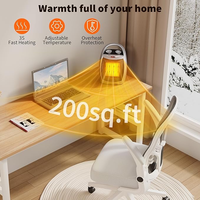 Calefactor Eléctrico Portátil Cerámico PTC 1500W/750W Termostato miniatura 5