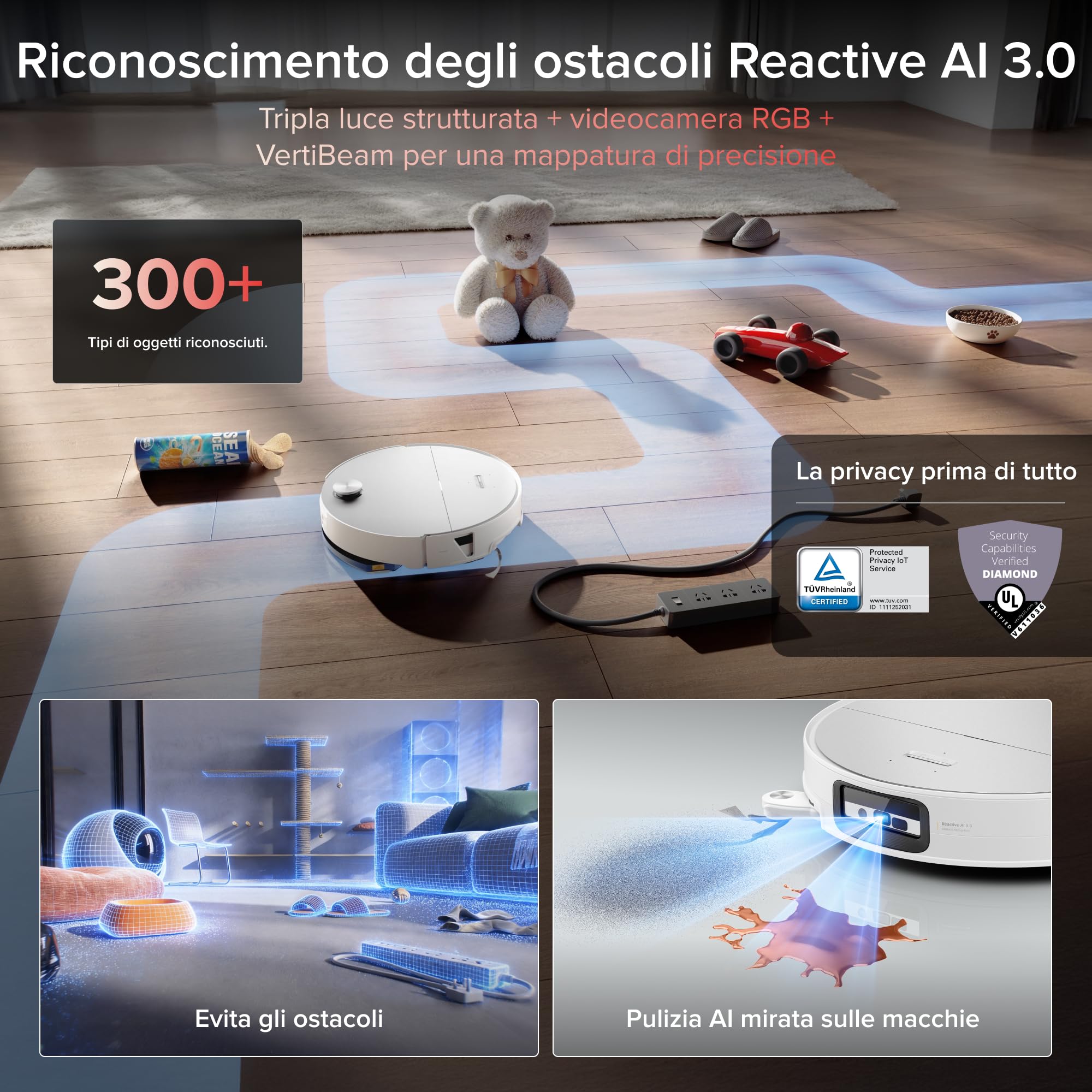 roborock Saros 20 Sonic Robot Aspirapolvere 36.000Pa, Motore HyperForce, Doppio Sistema Anti-Groviglio, AdaptiLift Chassis Supera Soglie da 8,8 cm (Bianco)